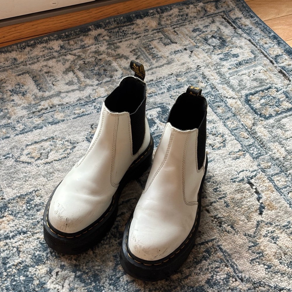 Dr. Martens White and Black Ankle Boots